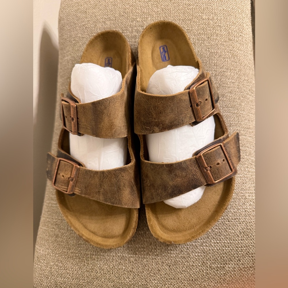 BIRKENSTOCK ARIZONA HABANA BROWN OILED LEATHER SOFT FOOTBED (DISTRESSED)
